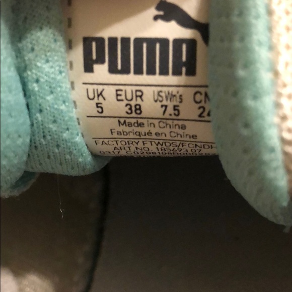 White and teal Puma tennis shoes. - Picture 5 of 5